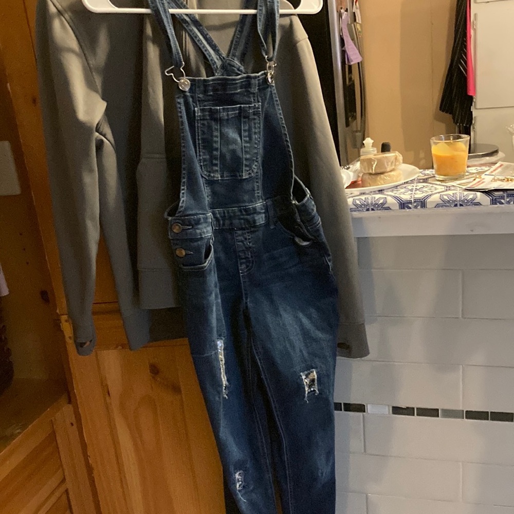 Teen overalls with flippable sequins
